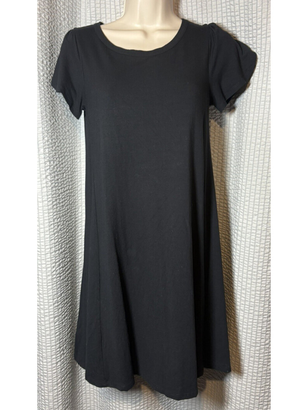 Loft Dress Women's XXSP Outlet Black Short Flutter Sleeve Swing A-Line Tea Dress